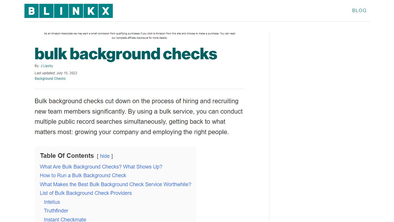 bulk background checks - Blinkx